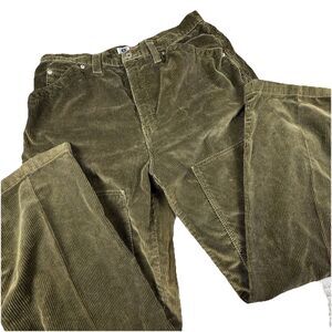 Vintage‎ Arizona Jeans Corduroy Cargo Pants Men 38x32 Green Padded Wide Leg Y2K